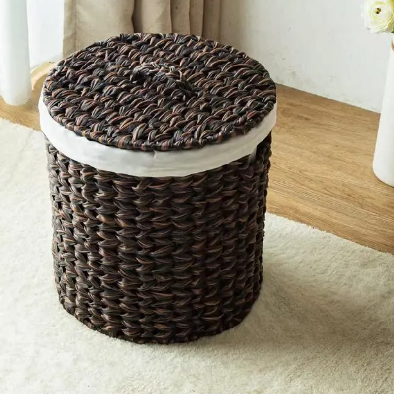 صندوق تخزين مبطن باللون البني  - مراجعة Rattan Plant Basket وسعره