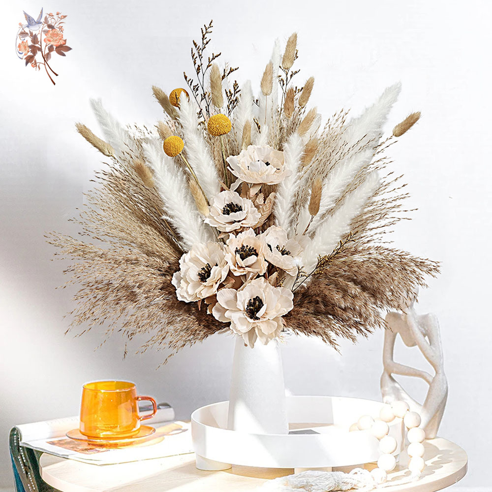55 قطعة باقة الزهور الاصطناعية - مراجعة Pampas Grass Decor وسعره