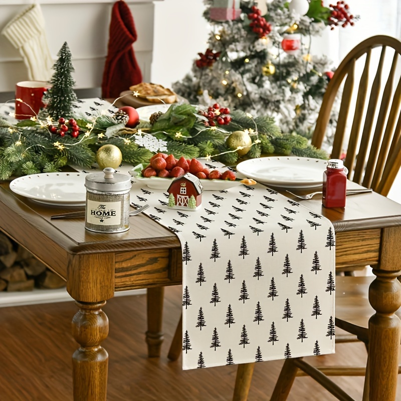 بسيطة شجرة عيد الميلاد الجدول  - مراجعة Linen Table Runner وسعره
