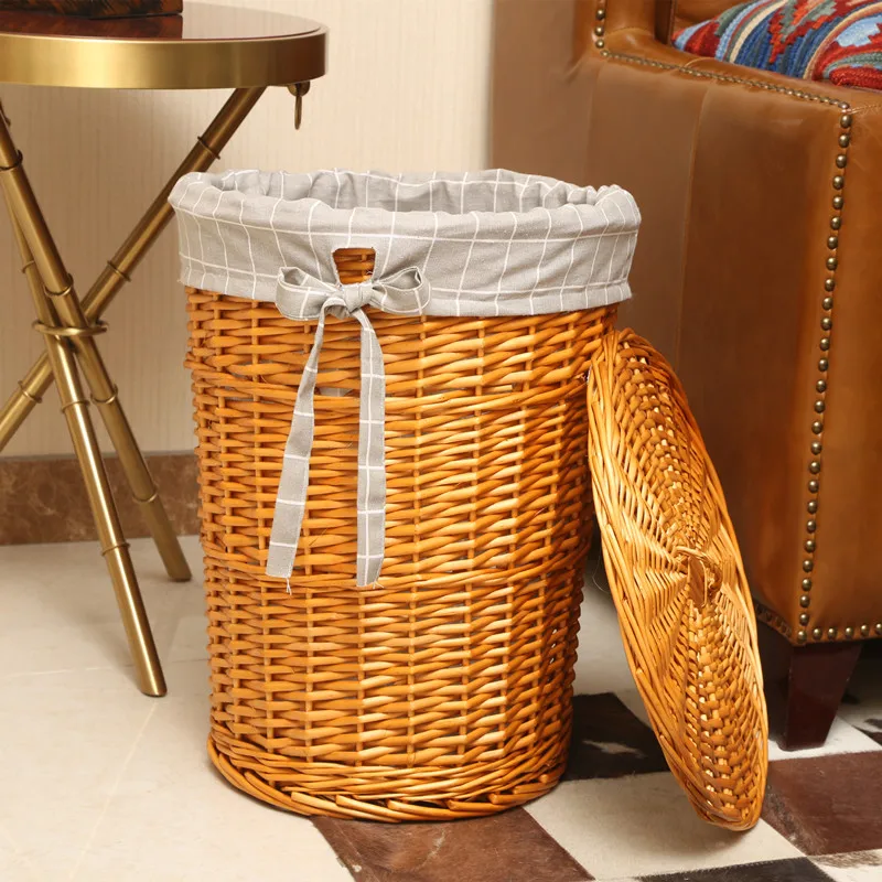 سلة غسيل راتان أنيقة بغطاء ، س - مراجعة Rattan Plant Basket وسعره