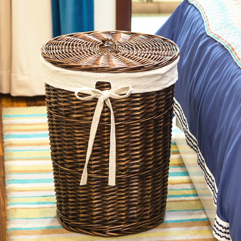 سلة غسيل راتان أنيقة بغطاء ، س - مراجعة Rattan Plant Basket وسعره
