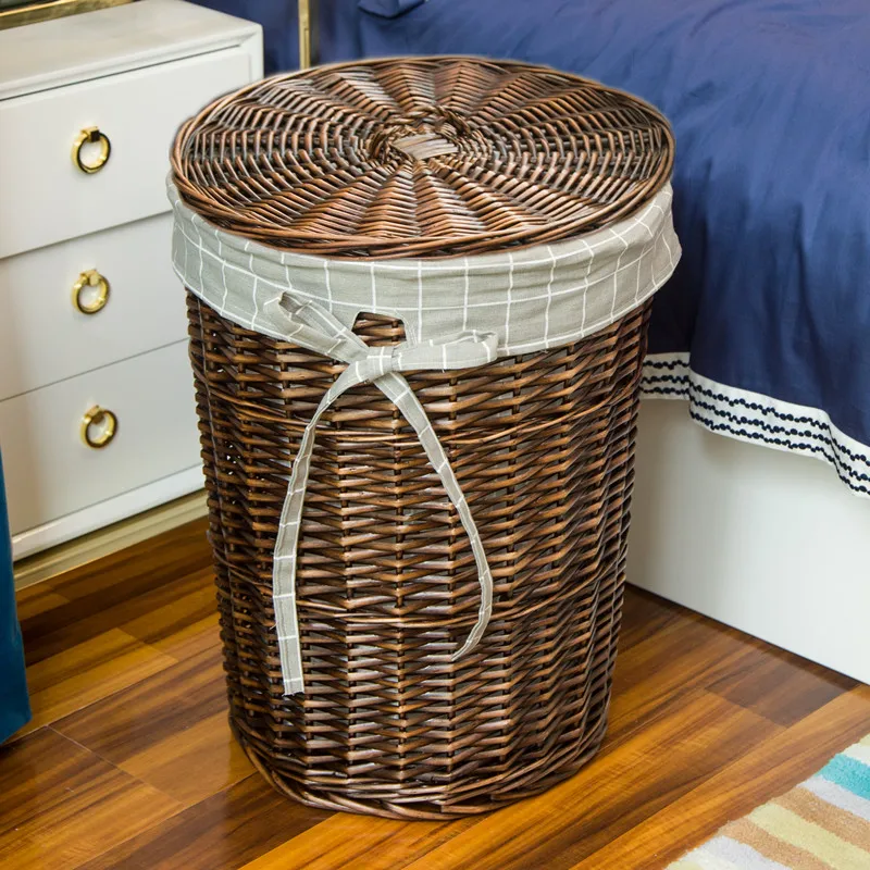 سلة غسيل راتان أنيقة بغطاء ، س - مراجعة Rattan Plant Basket وسعره